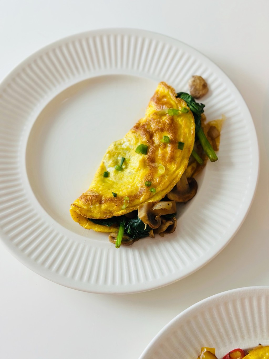 Omelette aux épinards et champignons