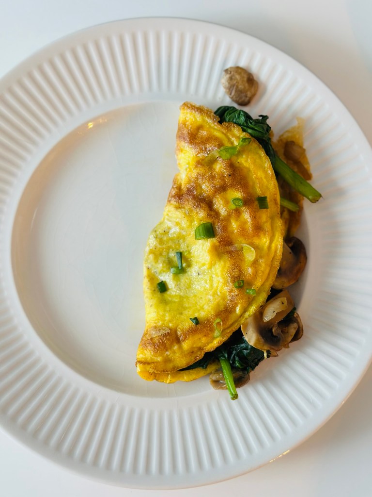 Omelette aux épinards et champignons